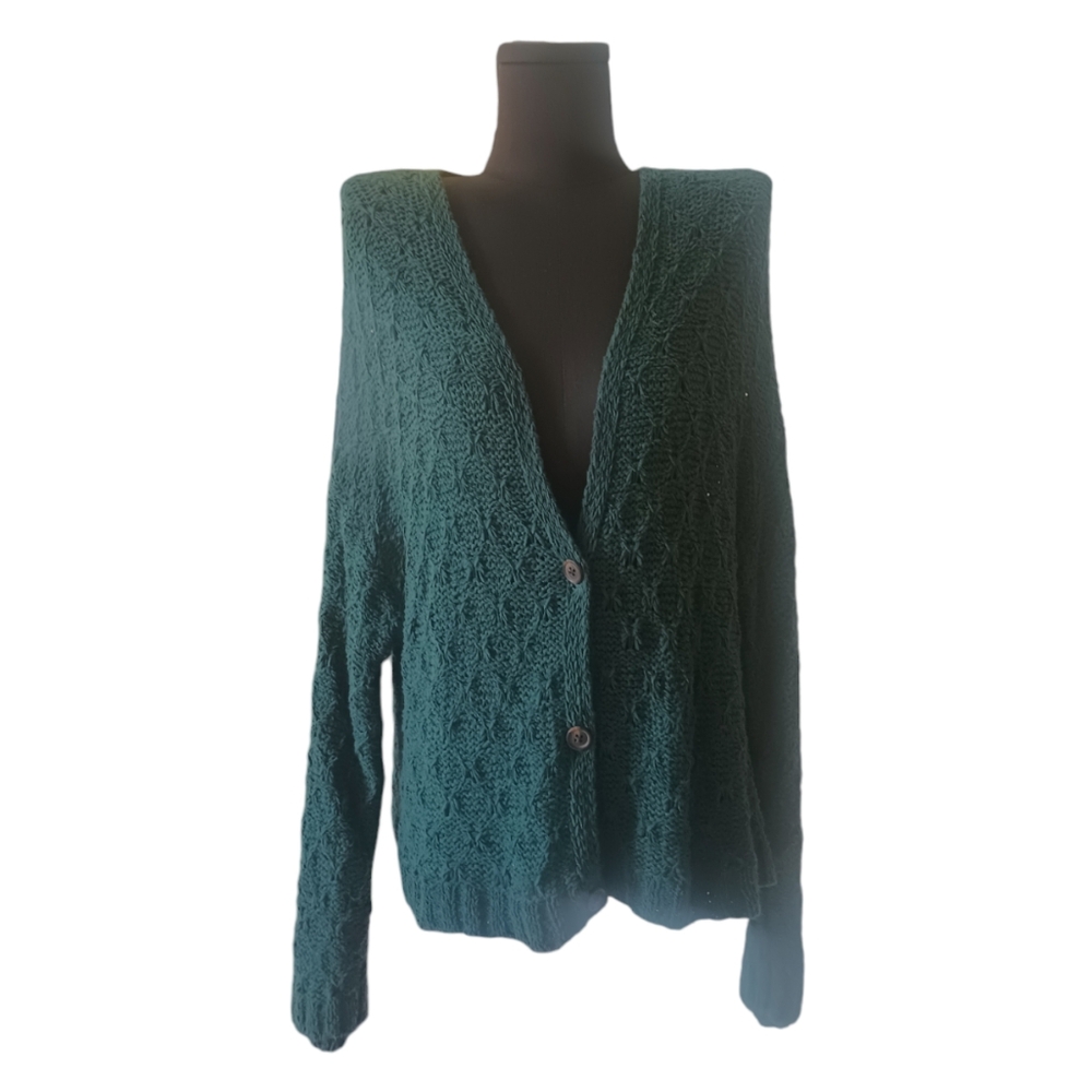 American Eagle Green Crop Button Down Cardigan - image 3